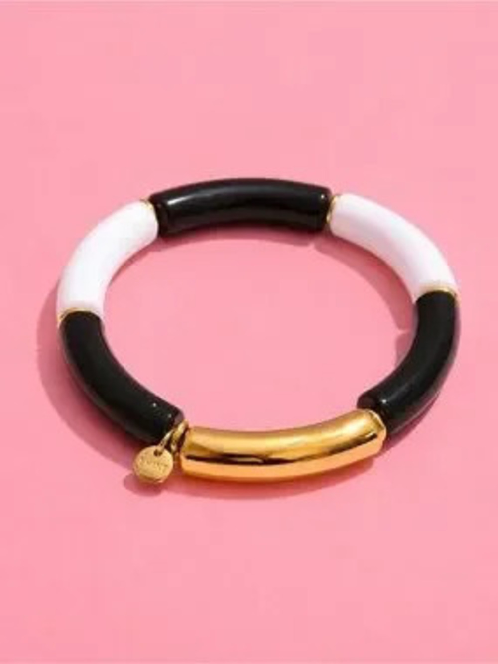 Minimalist Black White Gold Statement Bracelet